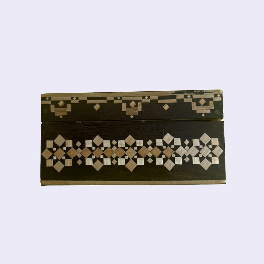 Vintage Soviet Era Straw Applique Trinket Jewelry Box Russian Belarus 4x4 - Picture 3 of 5